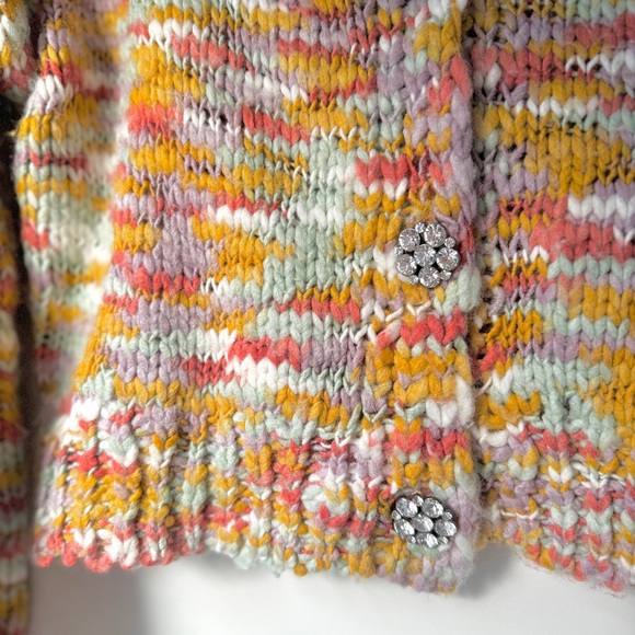 🍑 WILD FABLE TARGET RHINESTONE CROPPED CHUNKY KNIT BOHO TWEEN SWEATER CARDI - Picture 5 of 6